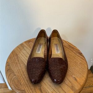 Bandolino Women's Brown Leather Woven Loafers